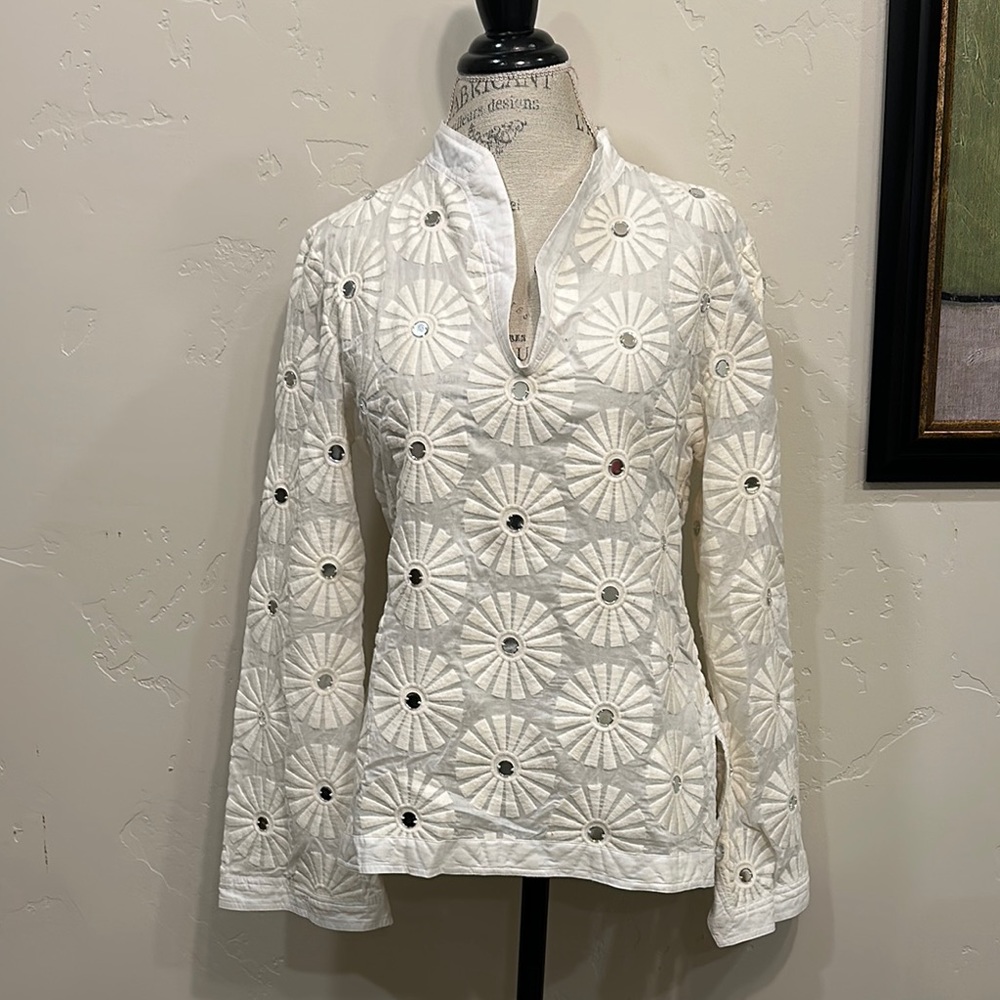 Elegant Cream Embroidered Women's Top